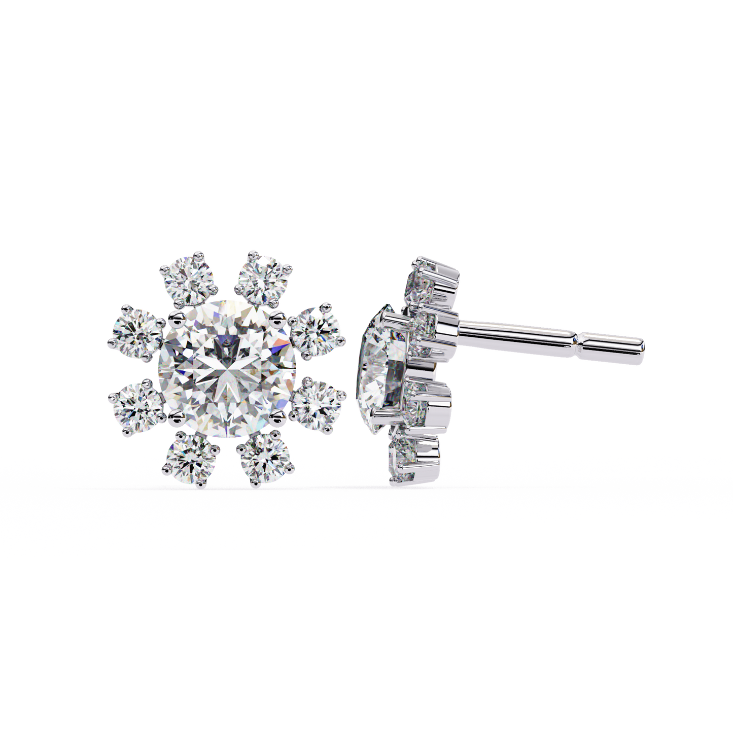 1.22 Ct Statement Starburst Stud Earrings – Dazzling Round Lab grown Diamond Burst Motif
