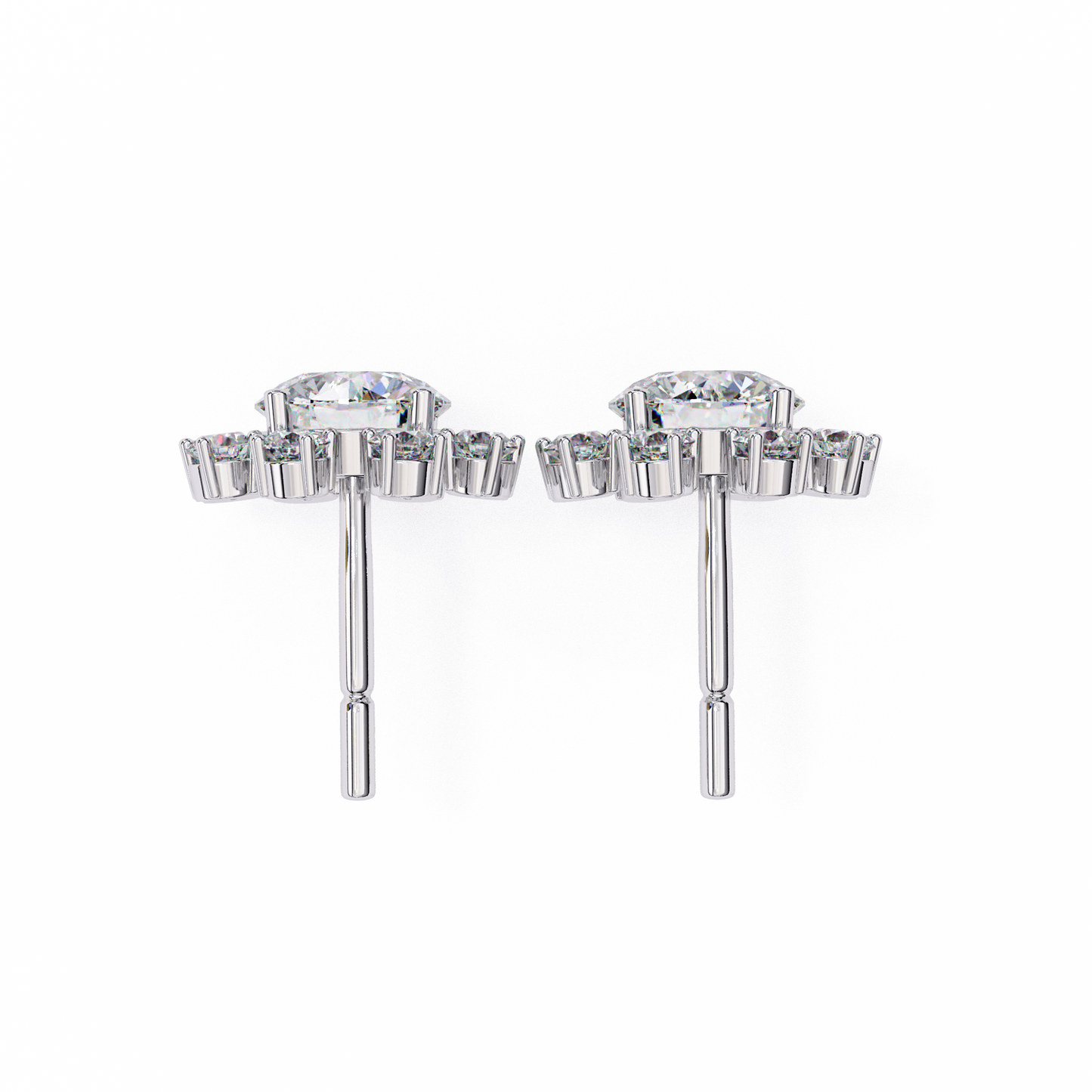 1.22 Ct Statement Starburst Stud Earrings – Dazzling Round Lab grown Diamond Burst Motif