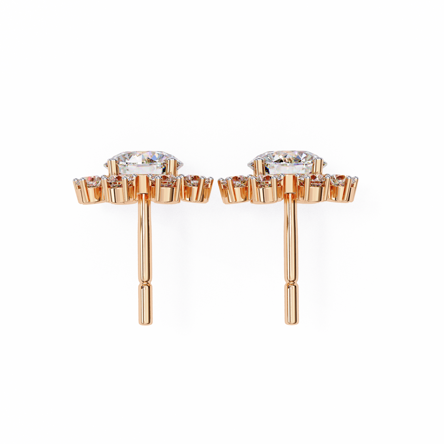 1.22 Ct Statement Starburst Stud Earrings – Dazzling Round Lab grown Diamond Burst Motif