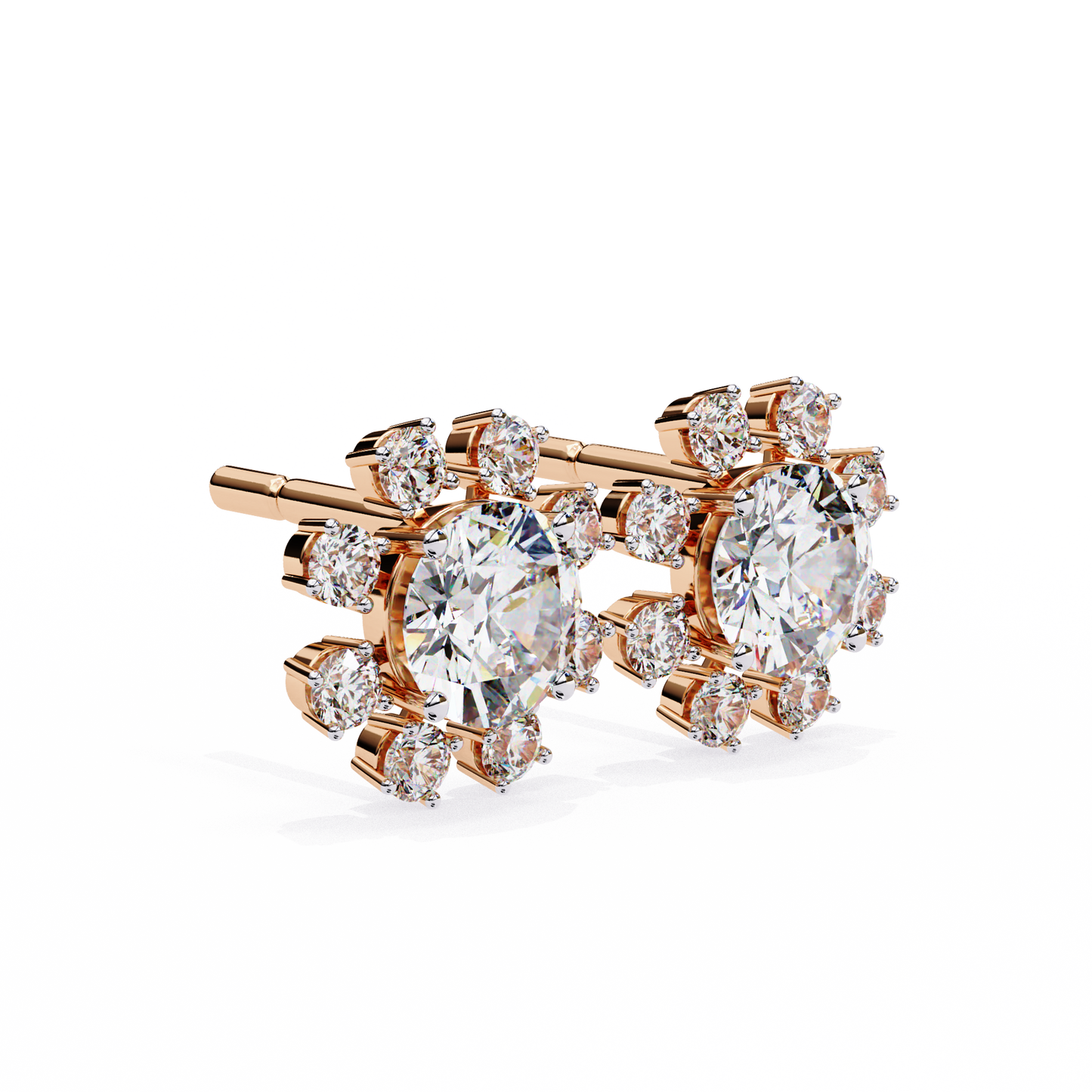 1.22 Ct Statement Starburst Stud Earrings – Dazzling Round Lab grown Diamond Burst Motif
