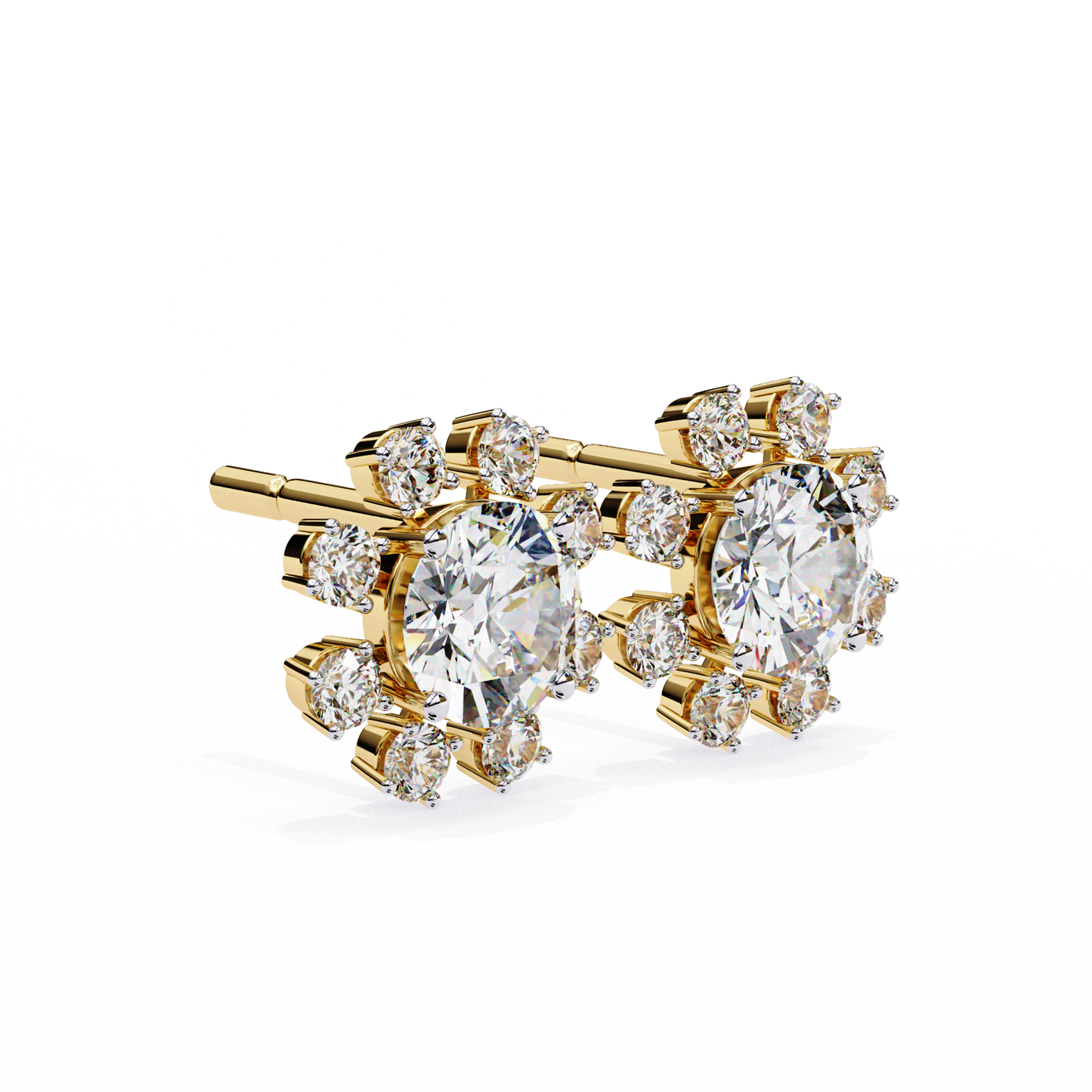 1.22 Ct Statement Starburst Stud Earrings – Dazzling Round Lab grown Diamond Burst Motif