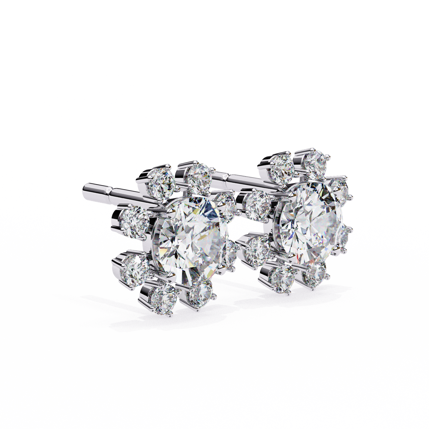 1.22 Ct Statement Starburst Stud Earrings – Dazzling Round Lab grown Diamond Burst Motif