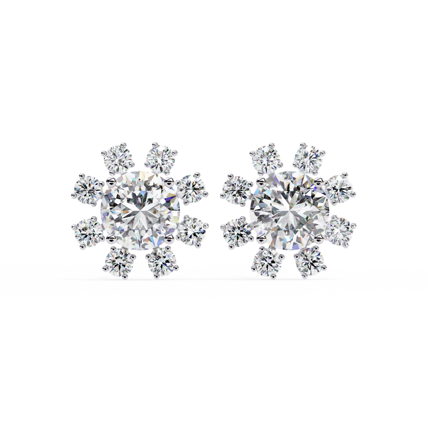 1.22 Ct Statement Starburst Stud Earrings – Dazzling Round Lab grown Diamond Burst Motif