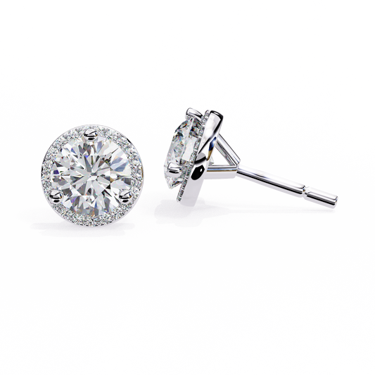 Sparkling 1.95 Ct Lab-Grown Diamond Halo Stud Earrings – 14K/18K Gold