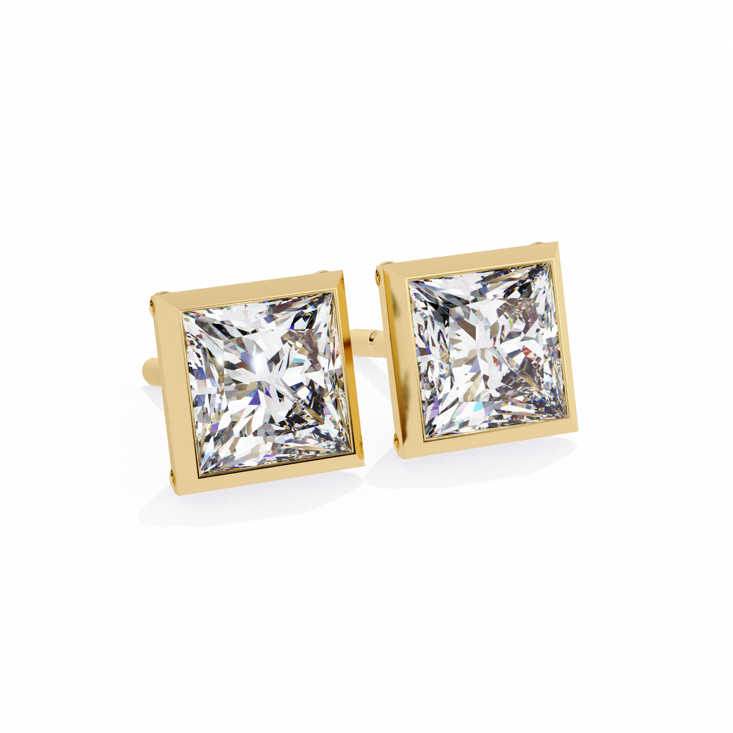 Elegant Bezel Princess Solitaire Earrings – 1.77 Ct Lab‑Grown diamond Brilliance