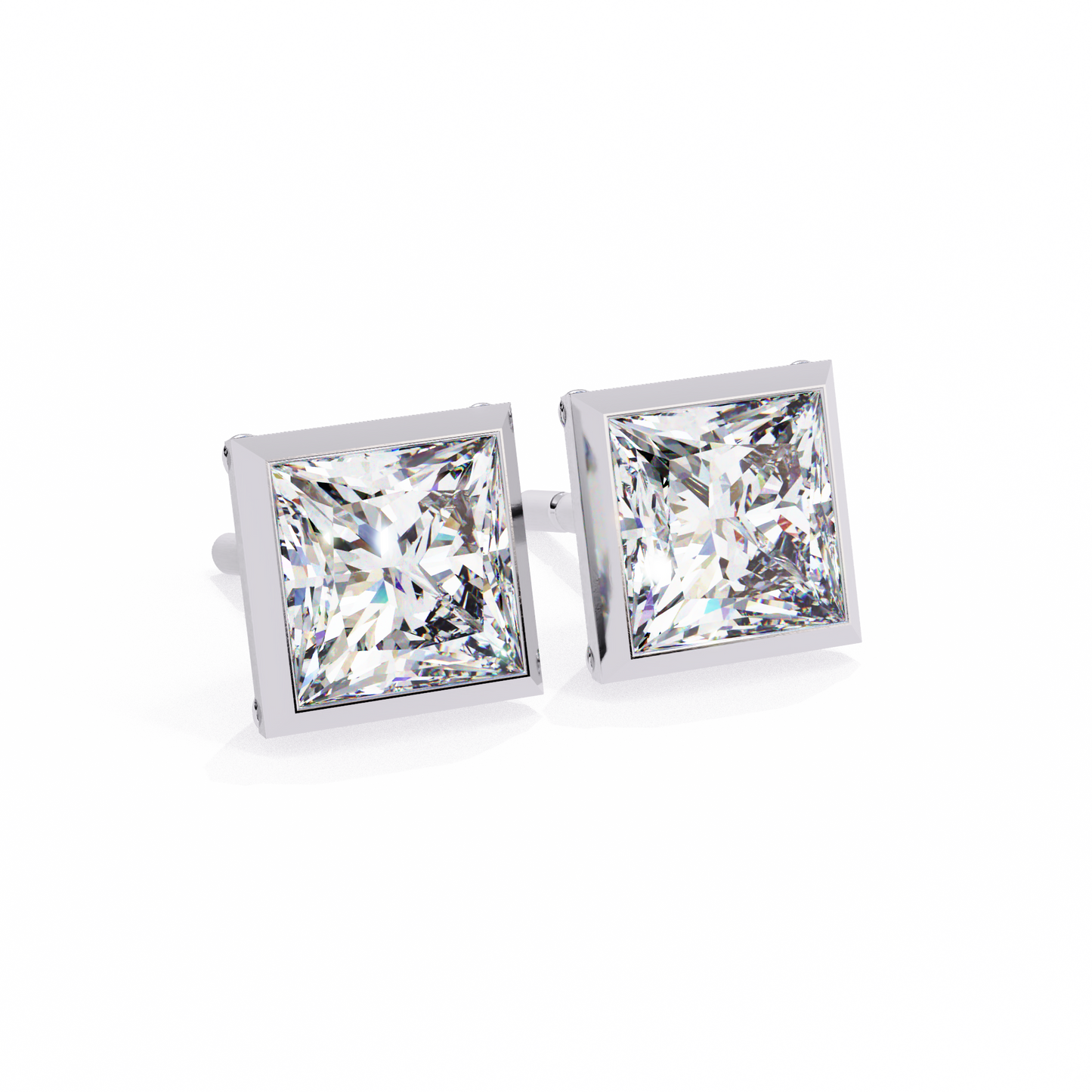 Elegant Bezel Princess Solitaire Earrings – 1.77 Ct Lab‑Grown diamond Brilliance