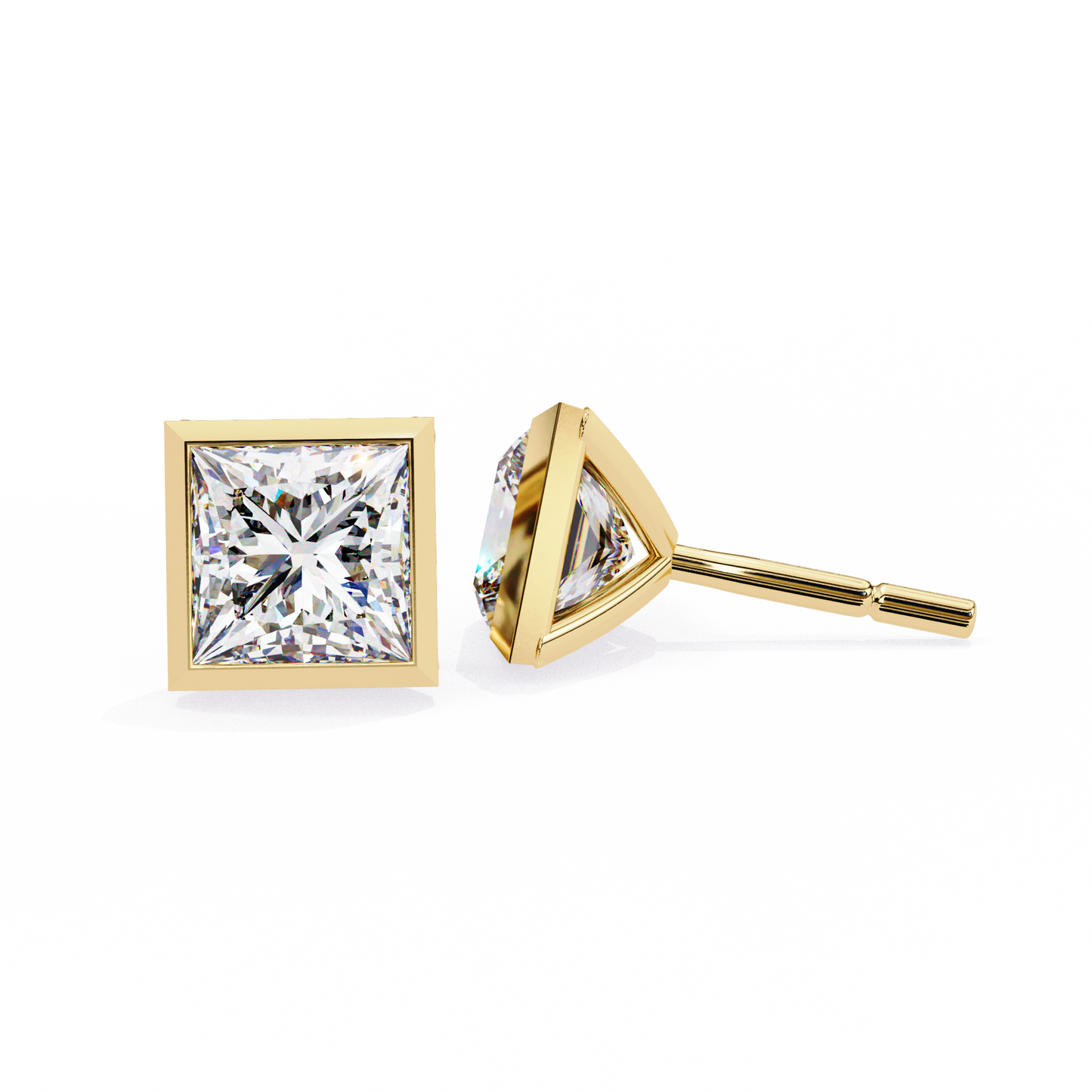 Elegant Bezel Princess Solitaire Earrings – 1.77 Ct Lab‑Grown diamond Brilliance
