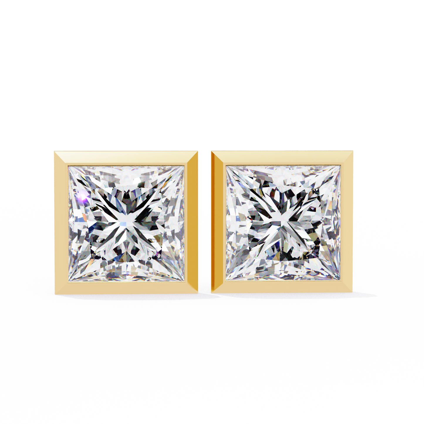 Elegant Bezel Princess Solitaire Earrings – 1.77 Ct Lab‑Grown diamond Brilliance