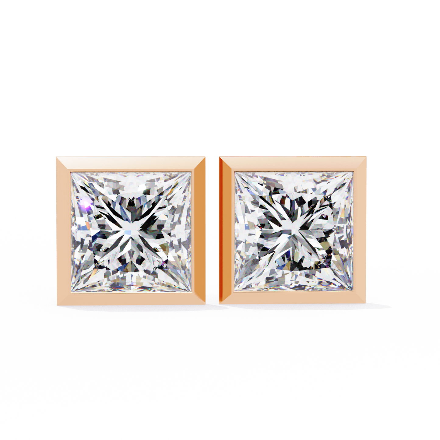 Elegant Bezel Princess Solitaire Earrings – 1.77 Ct Lab‑Grown diamond Brilliance