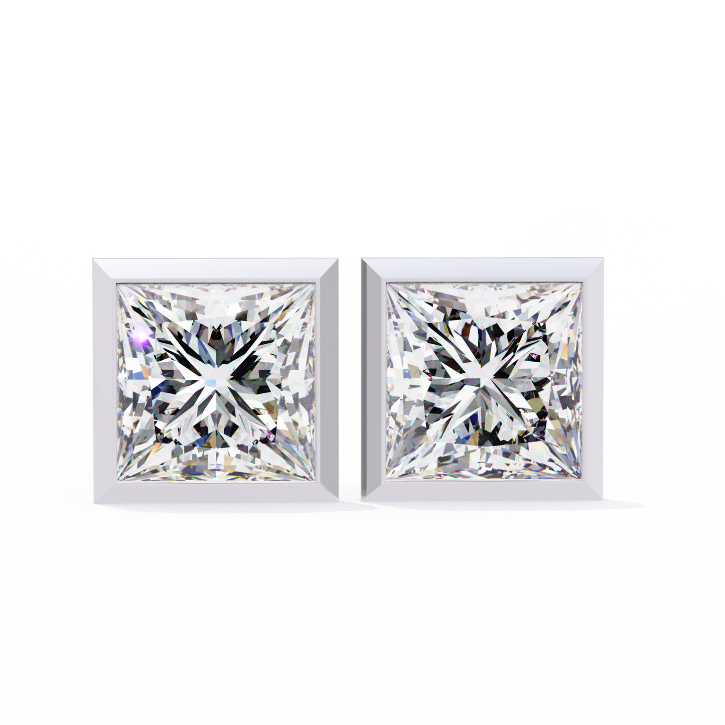 Elegant Bezel Princess Solitaire Earrings – 1.77 Ct Lab‑Grown diamond Brilliance