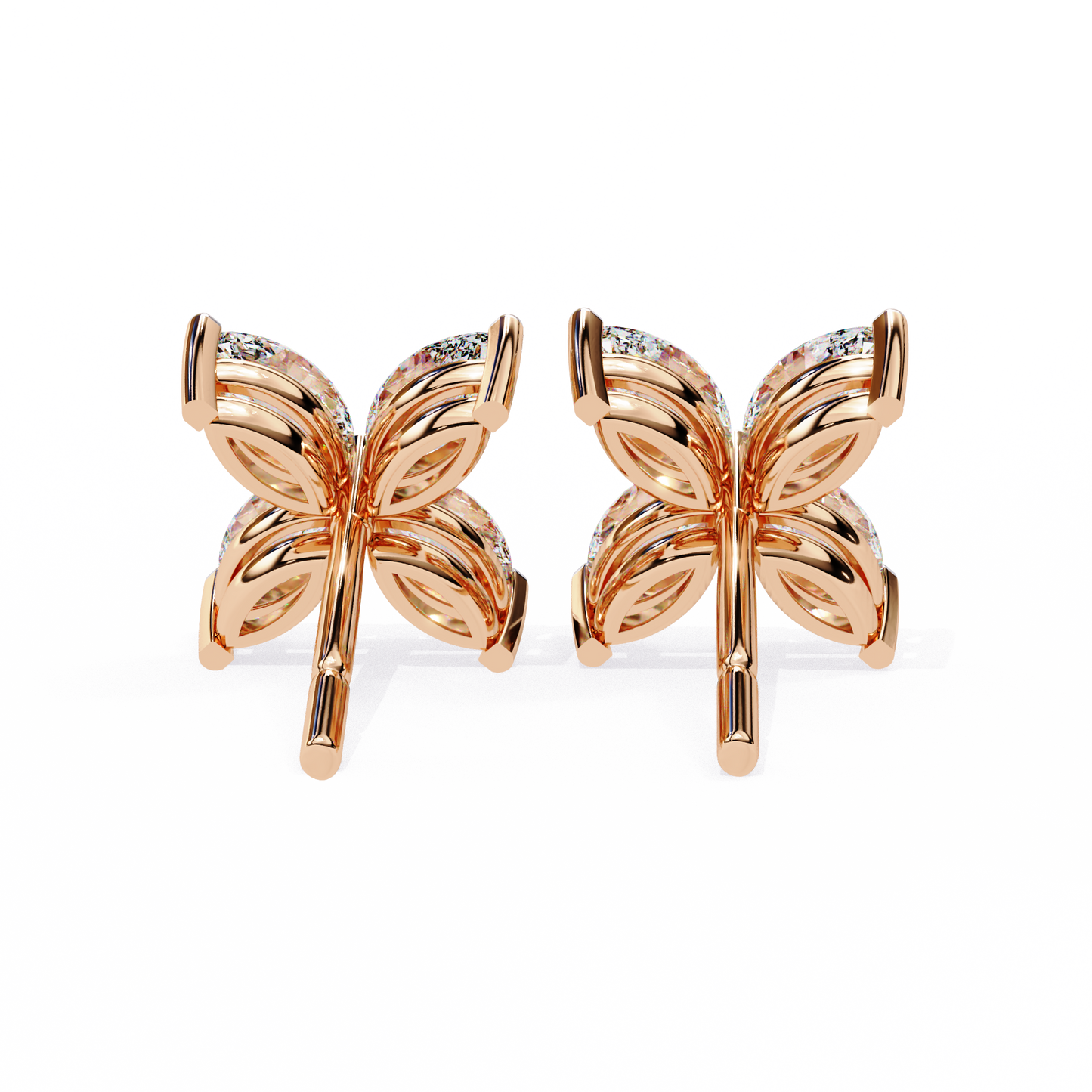 0.88 Ct Dainty Flower Marquise Cut Lab grown Diamond Stud Earrings