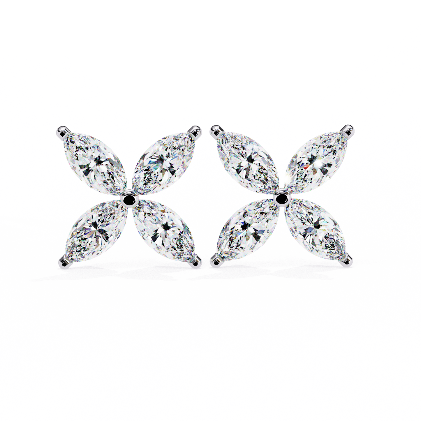 0.88 Ct Dainty Flower Marquise Cut Lab grown Diamond Stud Earrings