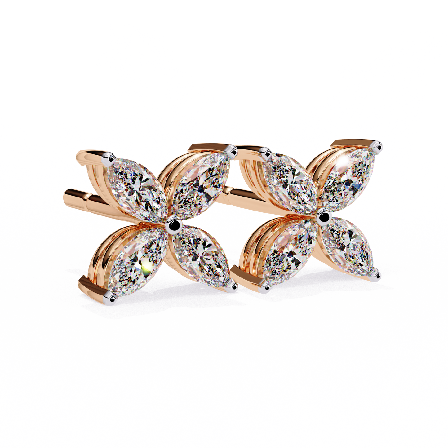 0.88 Ct Dainty Flower Marquise Cut Lab grown Diamond Stud Earrings