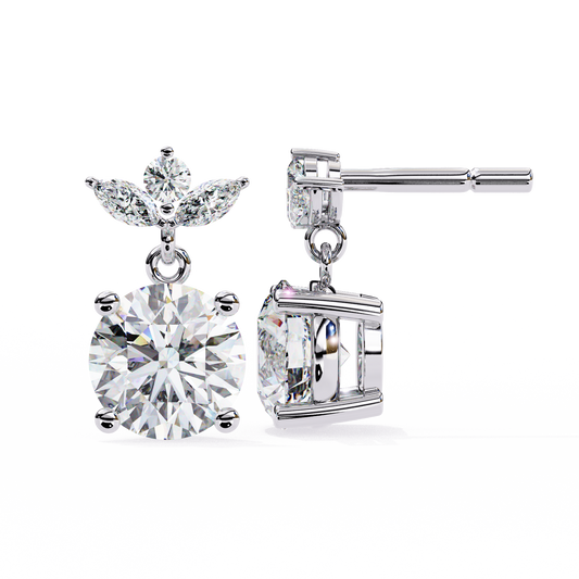 Drop & Dangle Round & Marquise Earrings – 2.02 Ct Lab‑Grown Diamonds