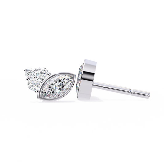0.47 Ct Marquise Bezel Set with Round Lab grown Diamond Earrings