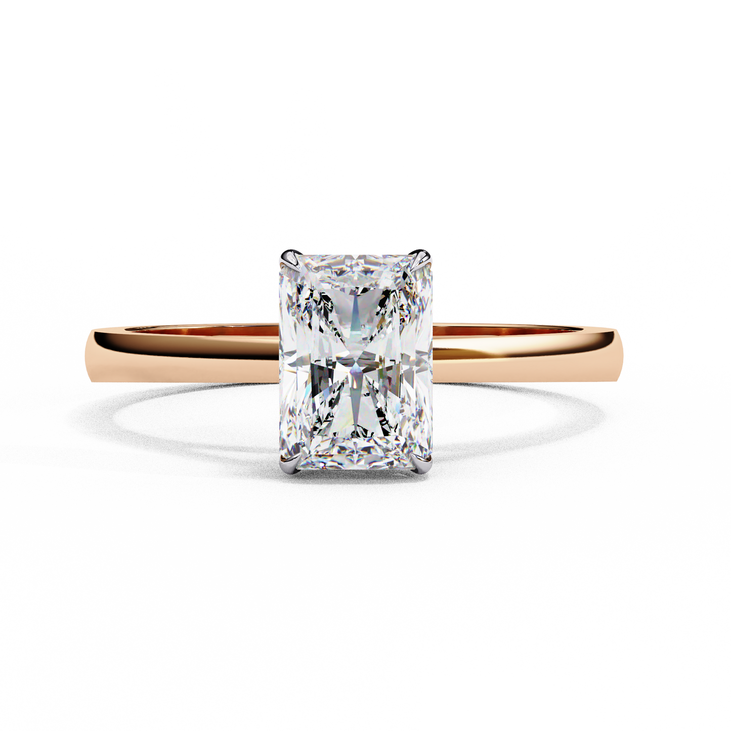 1.21 CT Radiant Effortless Solitaire Ring in Four Prong Setting, Lab-Grown Radiant-Cut Diamond Solitaire Ring in Rose Gold
