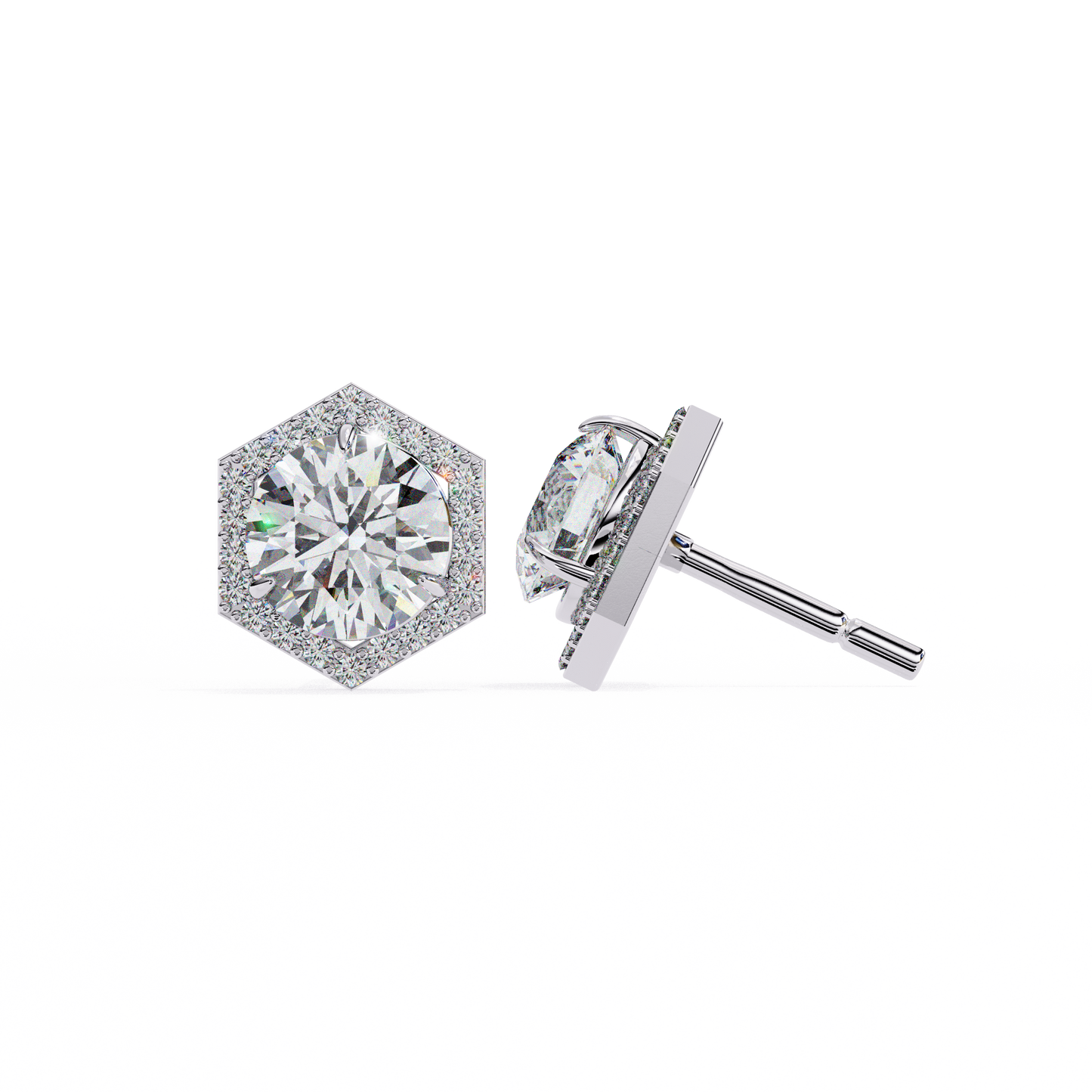 Hexa Glow 2.10 Ct Round Lab grown Diamond Earrings