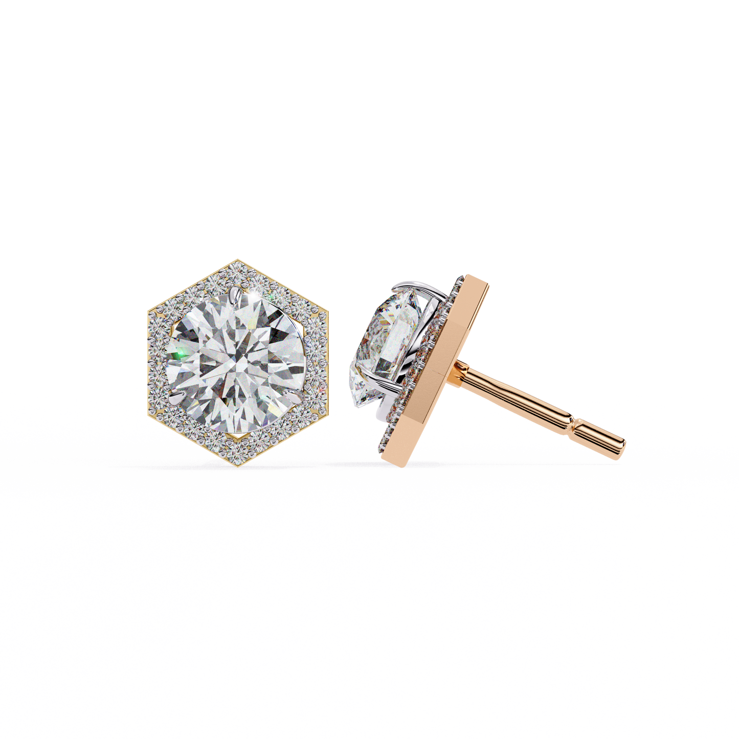 Hexa Glow 2.10 Ct Round Lab grown Diamond Earrings