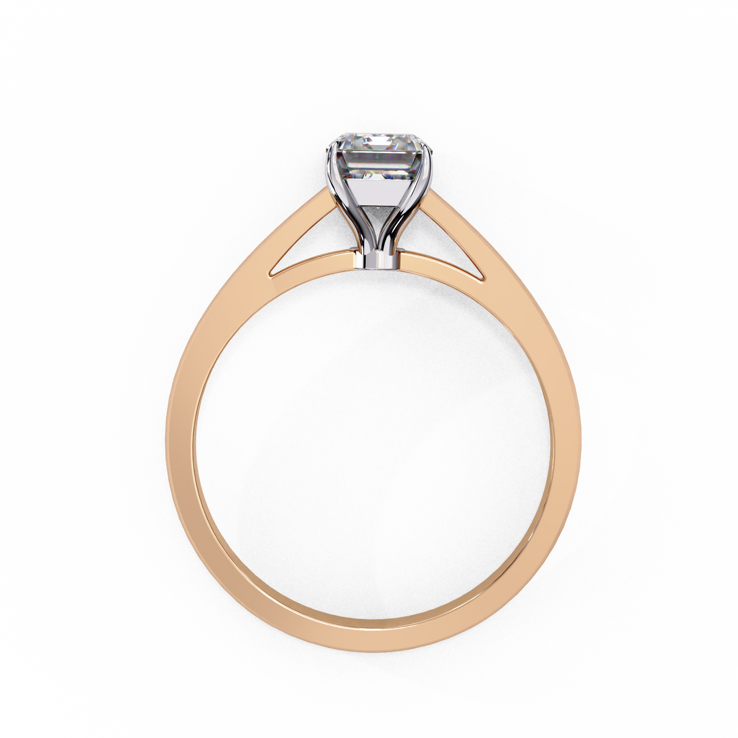 1.21 CT Radiant Effortless Solitaire Ring in Four Prong Setting, Lab-Grown Radiant-Cut Diamond Solitaire Ring in Rose Gold