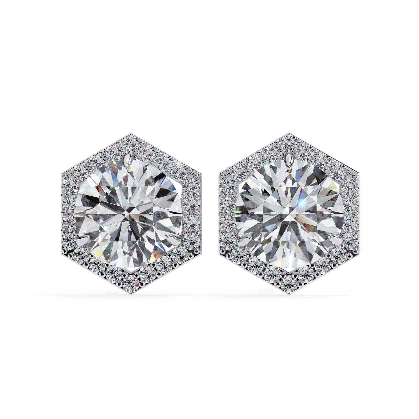 Hexa Glow 2.10 Ct Round Lab grown Diamond Earrings