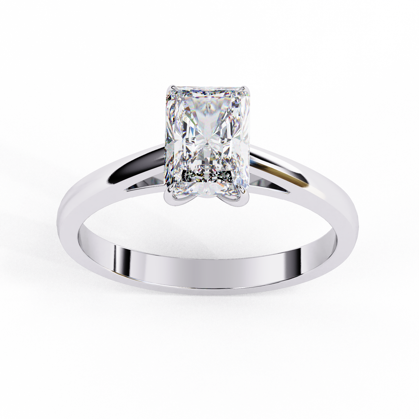 1.21 CT Radiant Effortless Solitaire Ring in Four Prong Setting, Lab-Grown Radiant-Cut Diamond Solitaire Ring in Rose Gold