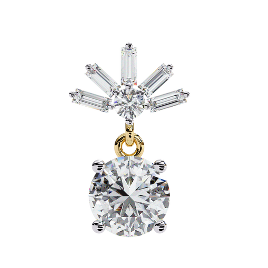 0.86 CT Baguette & Round Diamond Drop Earrings