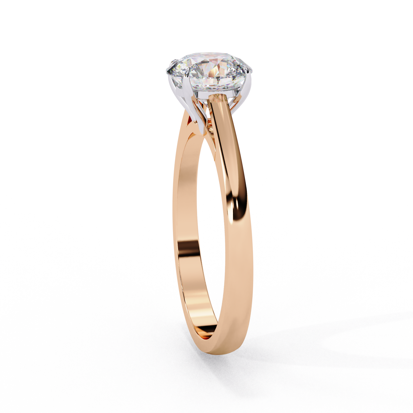 Lab-Grown Round Brilliant Diamond Solitaire Ring in Rose Gold, 1.30 CT Round Cut Diamond Ring