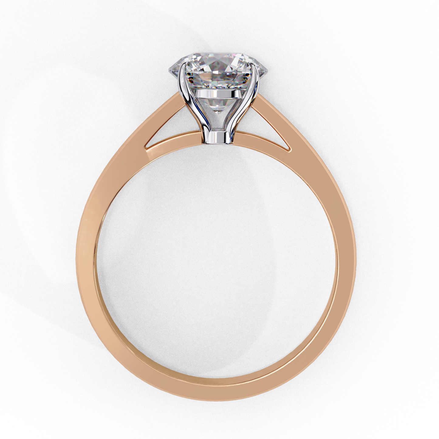 Lab-Grown Round Brilliant Diamond Solitaire Ring in Rose Gold, 1.30 CT Round Cut Diamond Ring