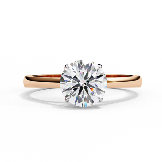 Lab-Grown Round Brilliant Diamond Solitaire Ring in Rose Gold, 1.30 CT Round Cut Diamond Ring