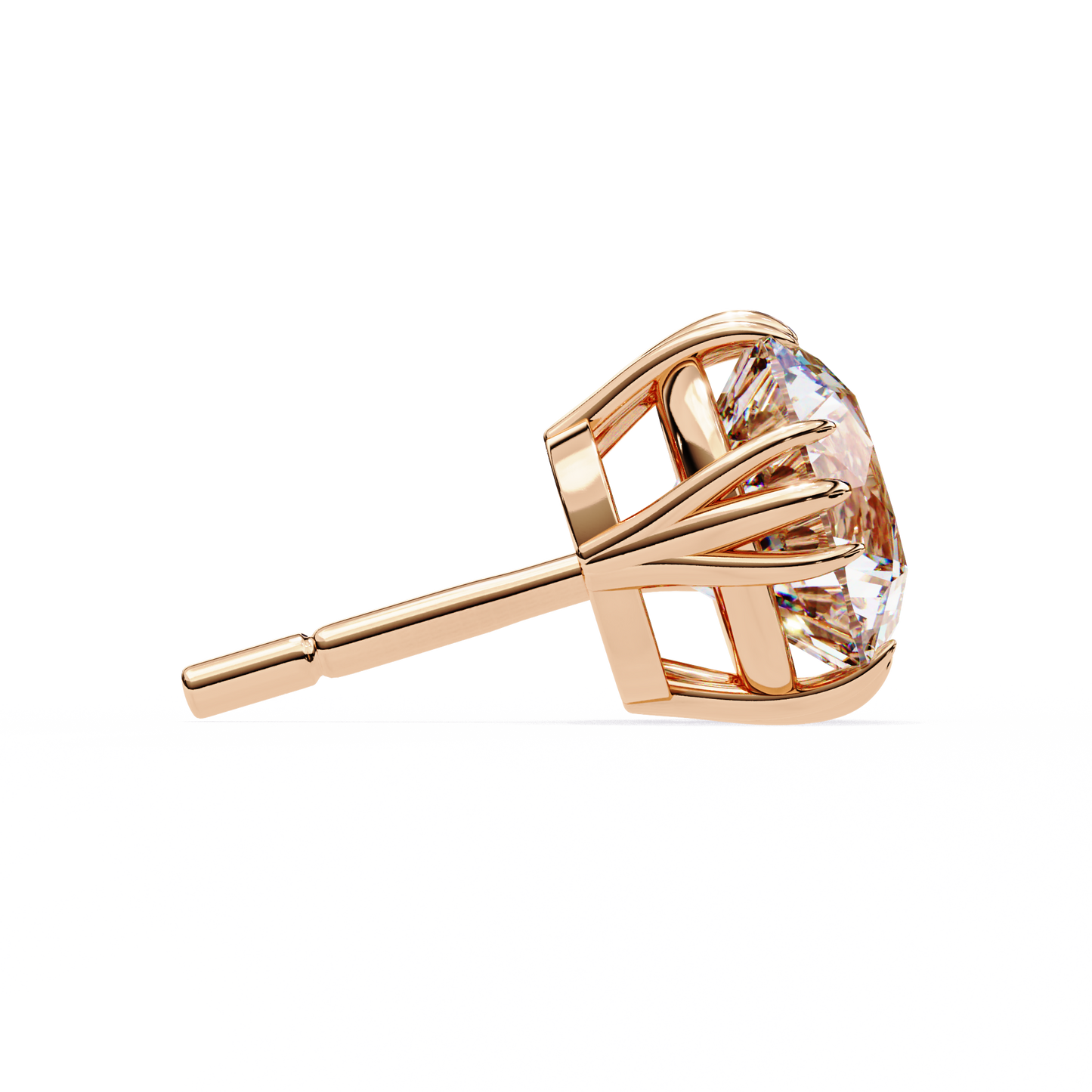 Round 2.8 CT Lab Grown Diamond Unique Prong Set Stud Earrings