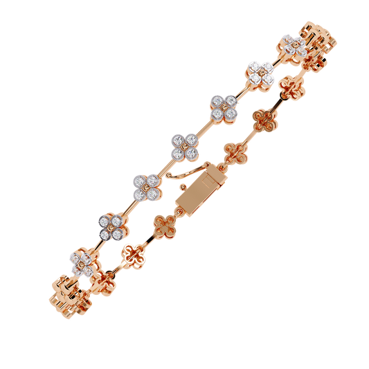 0.23 Ct Round Lab Grown Diamond Tennis Bracelet with flower motif