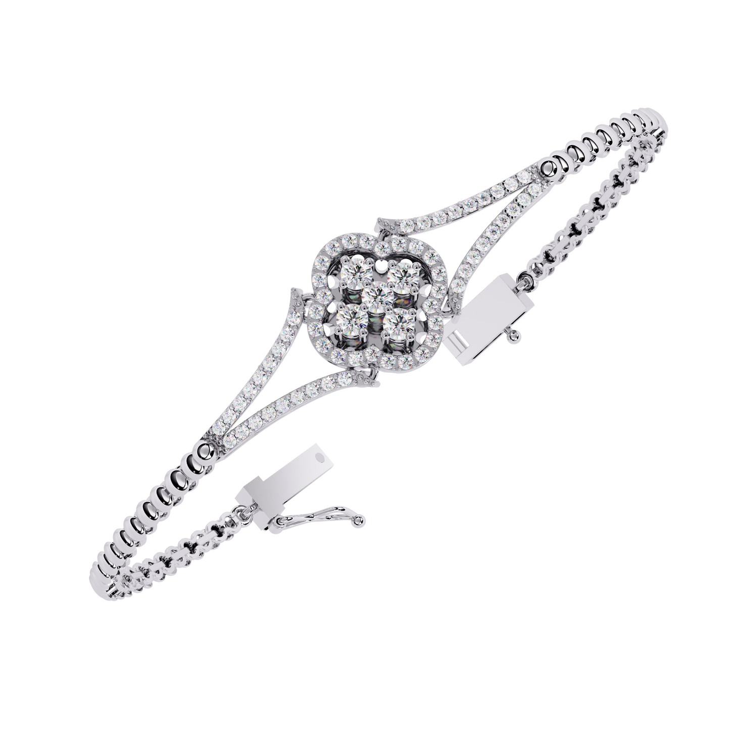 0.5ct Clover Round cut Lab Grown Diamond Bracelet