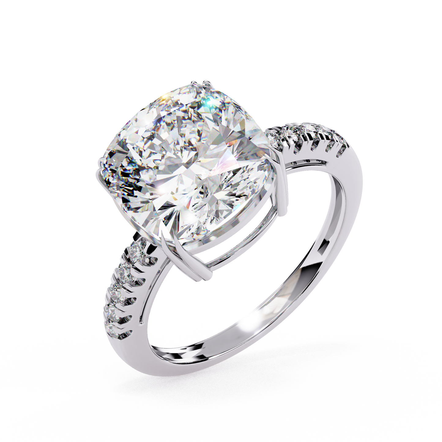 Cushion Cut Lab Diamond Engagement Ring , 5.23 CT Cushion Cut Lab Grown Diamond , 14k Gold Ring