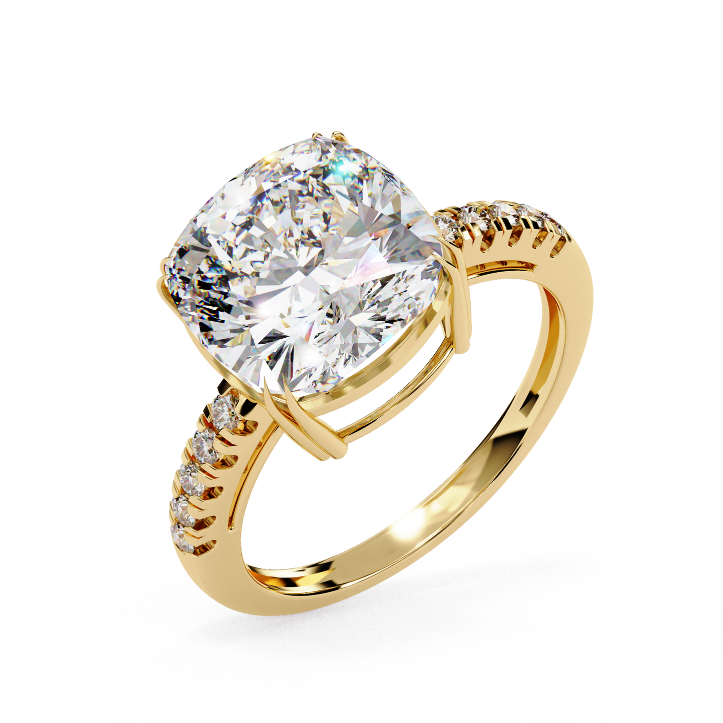 Cushion Cut Lab Diamond Engagement Ring , 5.23 CT Cushion Cut Lab Grown Diamond , 14k Gold Ring