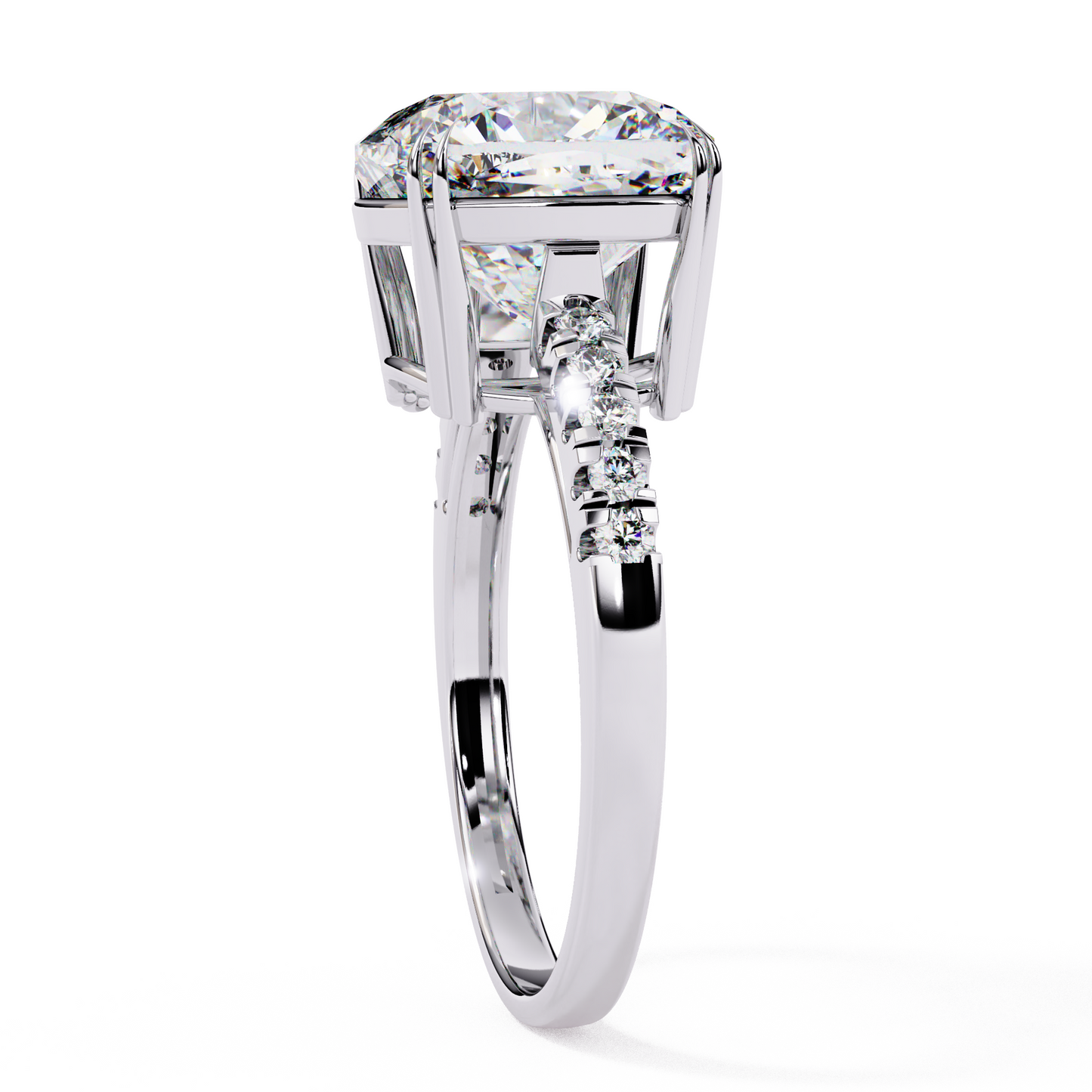 Cushion Cut Lab Diamond Engagement Ring , 5.23 CT Cushion Cut Lab Grown Diamond , 14k Gold Ring
