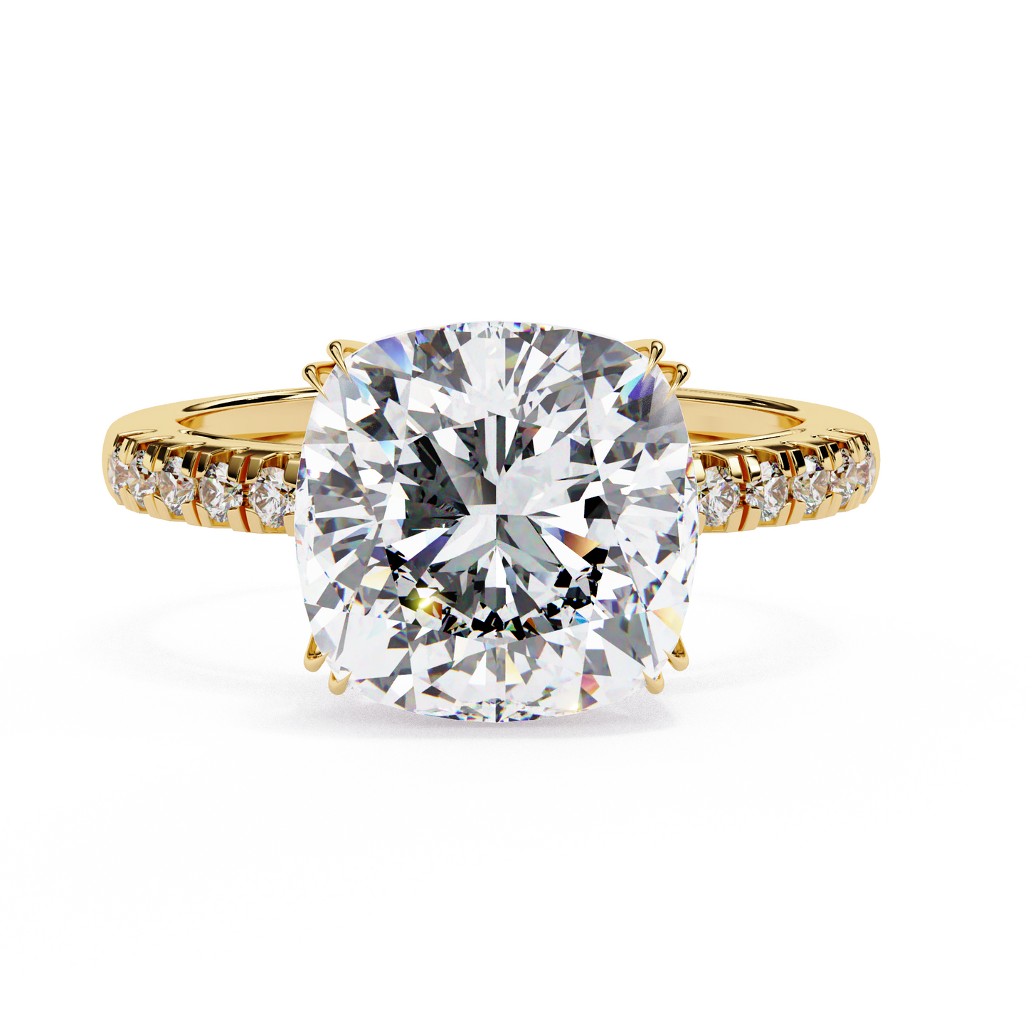 Cushion Cut Lab Diamond Engagement Ring , 5.23 CT Cushion Cut Lab Grown Diamond , 14k Gold Ring