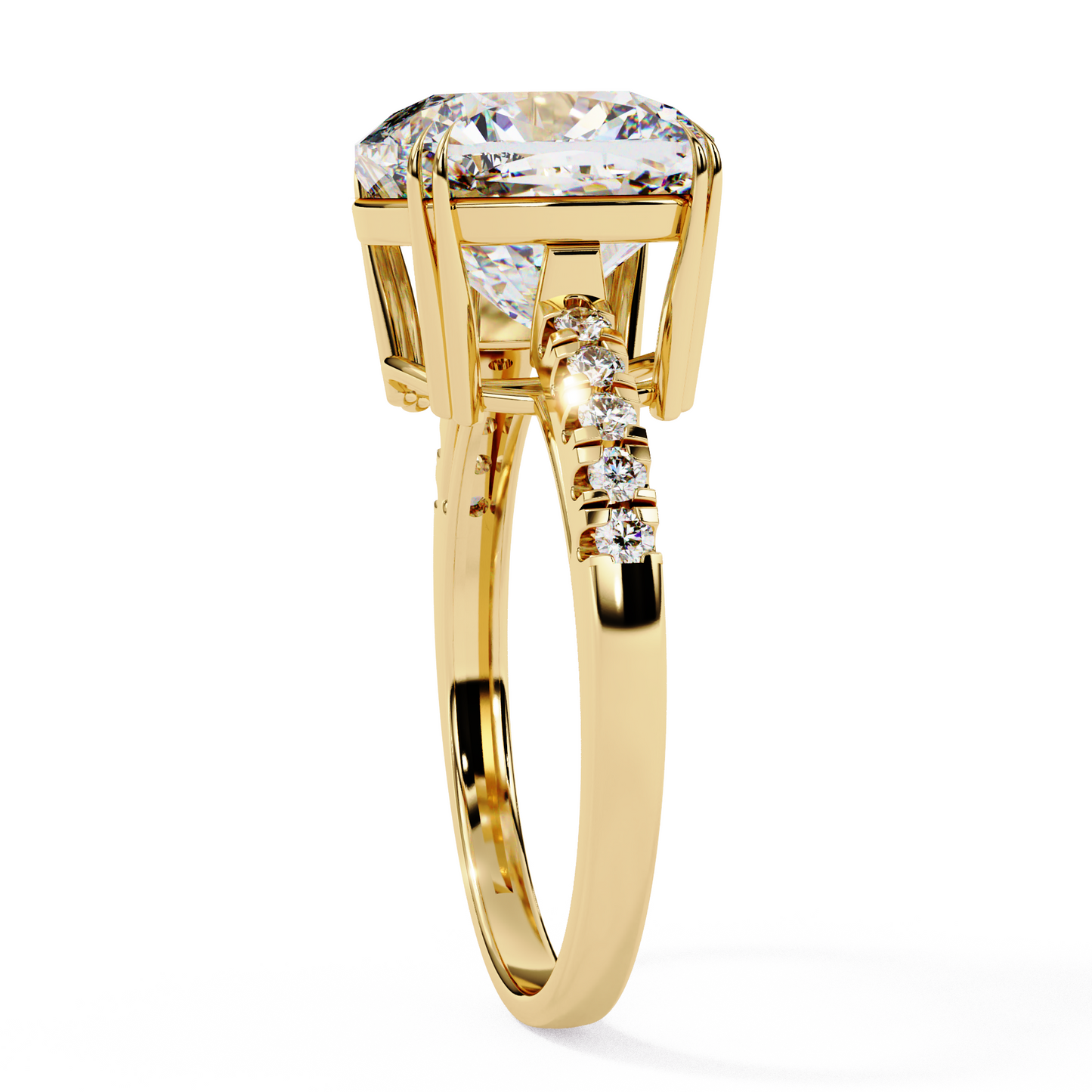 Cushion Cut Lab Diamond Engagement Ring , 5.23 CT Cushion Cut Lab Grown Diamond , 14k Gold Ring