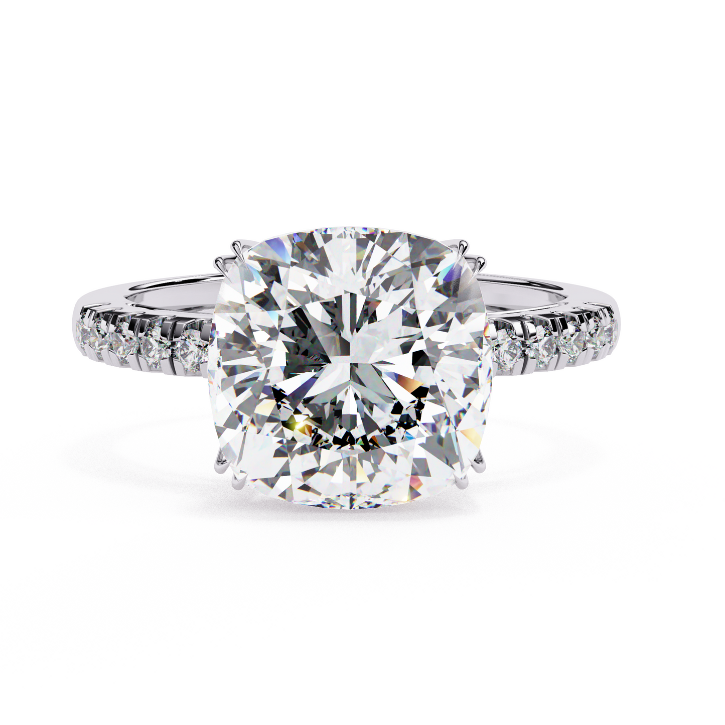 Cushion Cut Lab Diamond Engagement Ring , 5.23 CT Cushion Cut Lab Grown Diamond , 14k Gold Ring