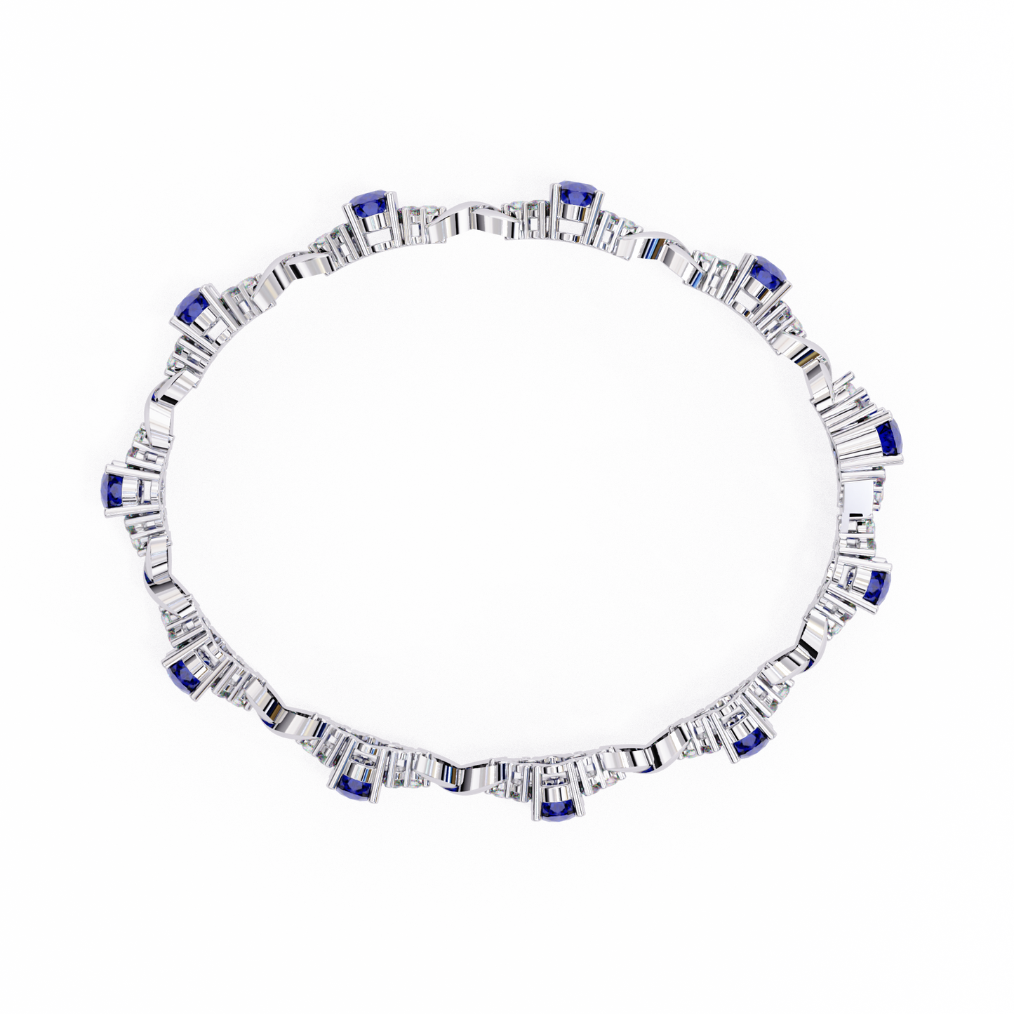 Elegant 5.74 Carat Oval‑Cut Blue Sapphire Tennis Bracelet with Diamond Accents,14k / 18kGold