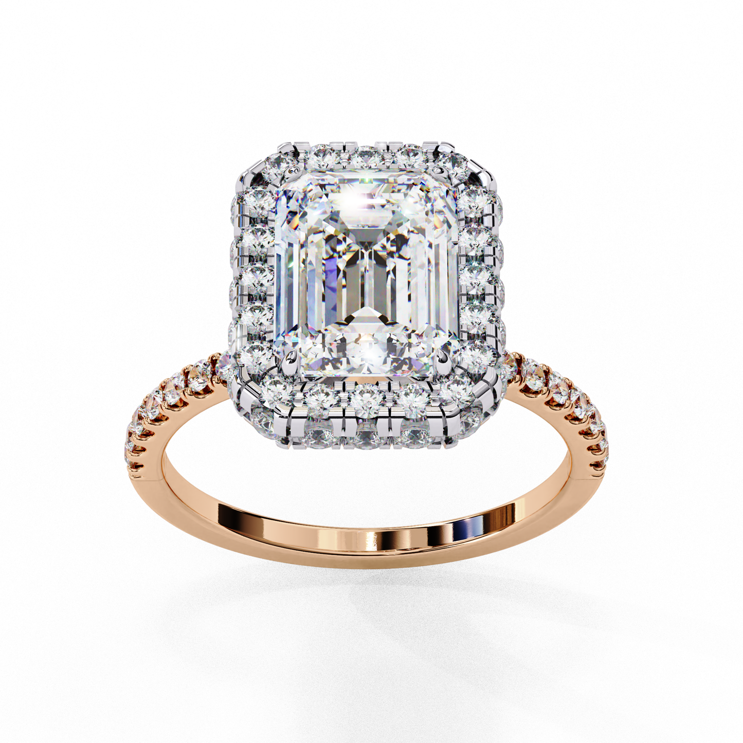Emerald Cut Lab Diamond Ring with Rose Gold Band , 2.18 CT Emerald Cut Lab Grown Diamond Ring