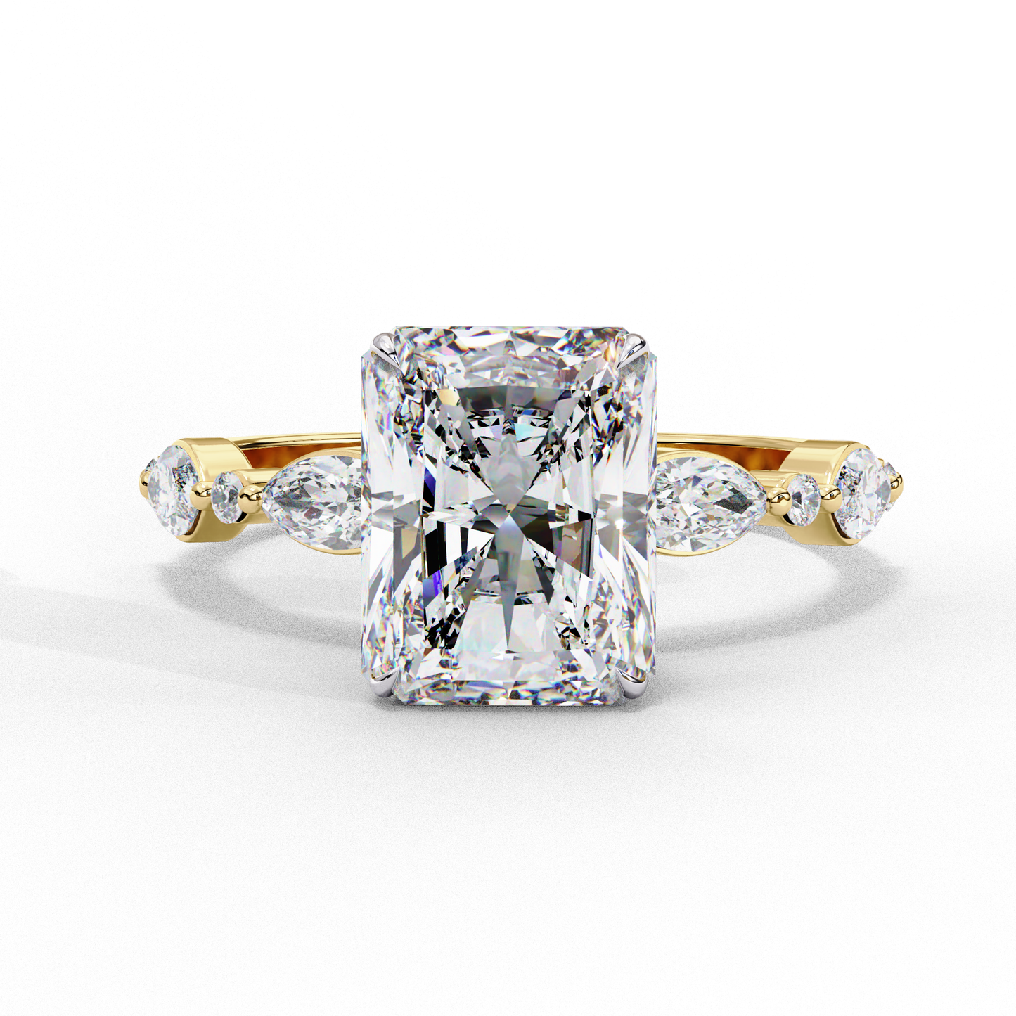 2.47 CT Radiant Cut Lab Grown Diamond Ring, Engagement Ring with Half Eternity Pavé