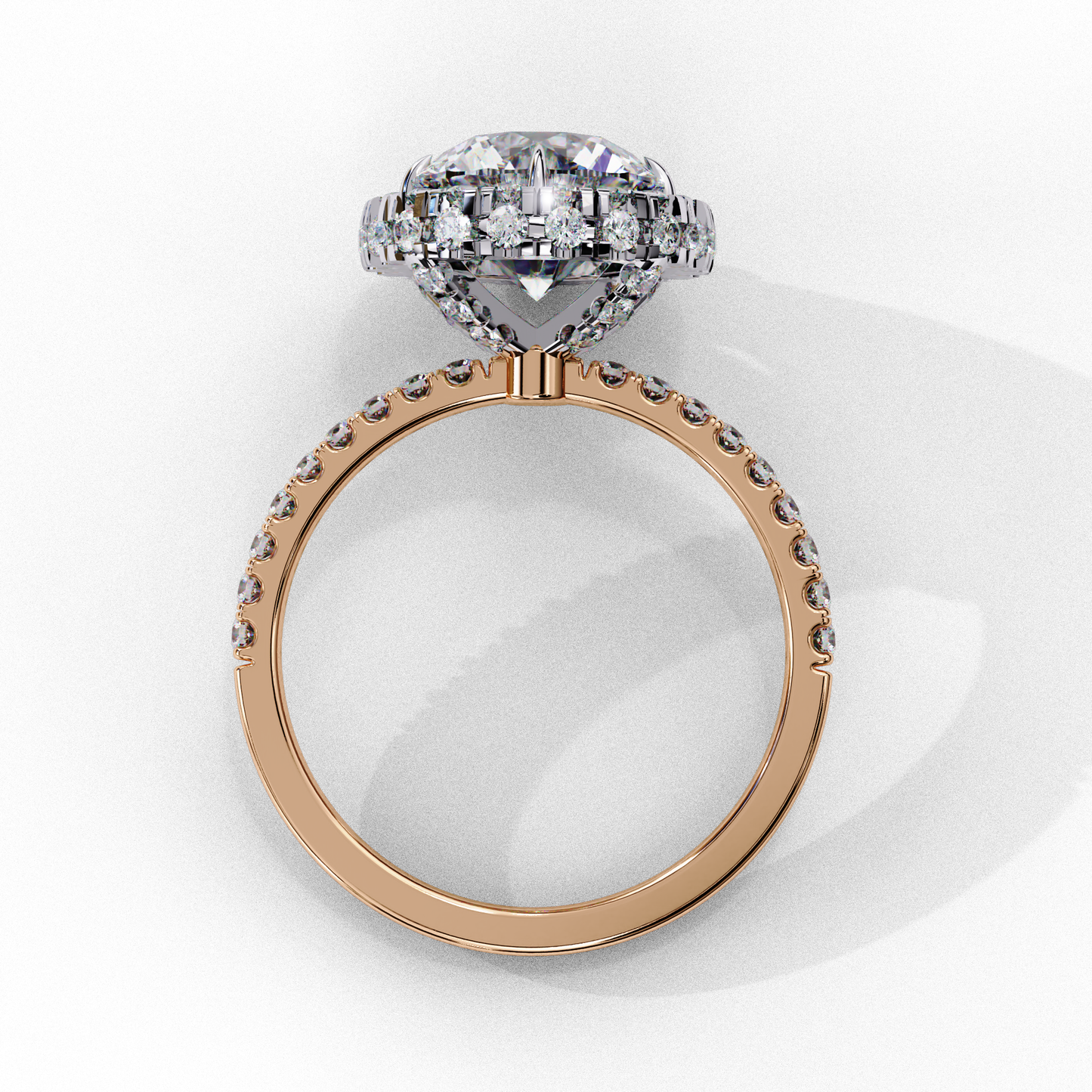 IGI Lab Grown Diamond Round Halo Engagement Ring, Pave Set Lab Grown Diamond Ring for Women, Diamond Substitute Engagement Ring