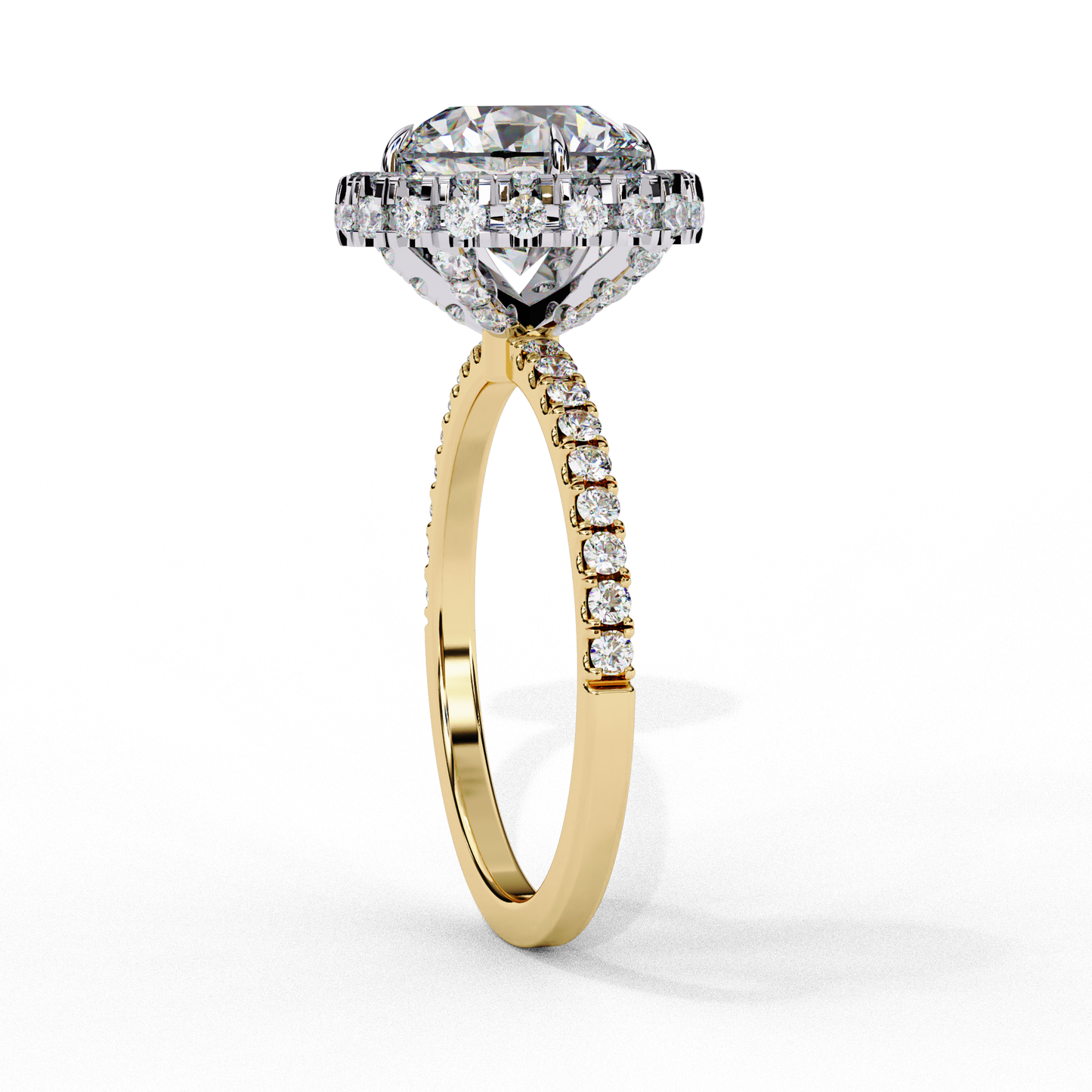 IGI Lab Grown Diamond Round Halo Engagement Ring, Pave Set Lab Grown Diamond Ring for Women, Diamond Substitute Engagement Ring