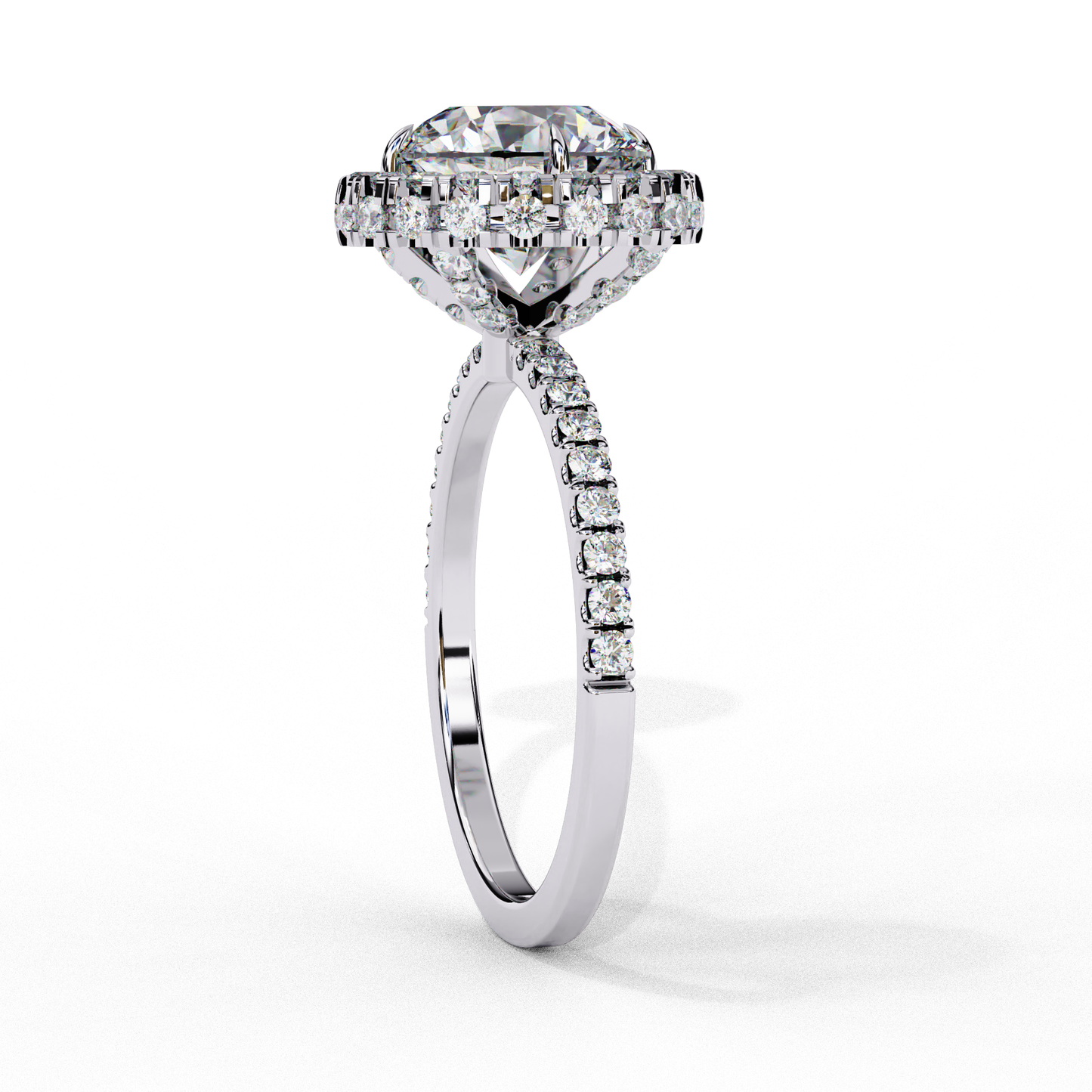 IGI Lab Grown Diamond Round Halo Engagement Ring, Pave Set Lab Grown Diamond Ring for Women, Diamond Substitute Engagement Ring