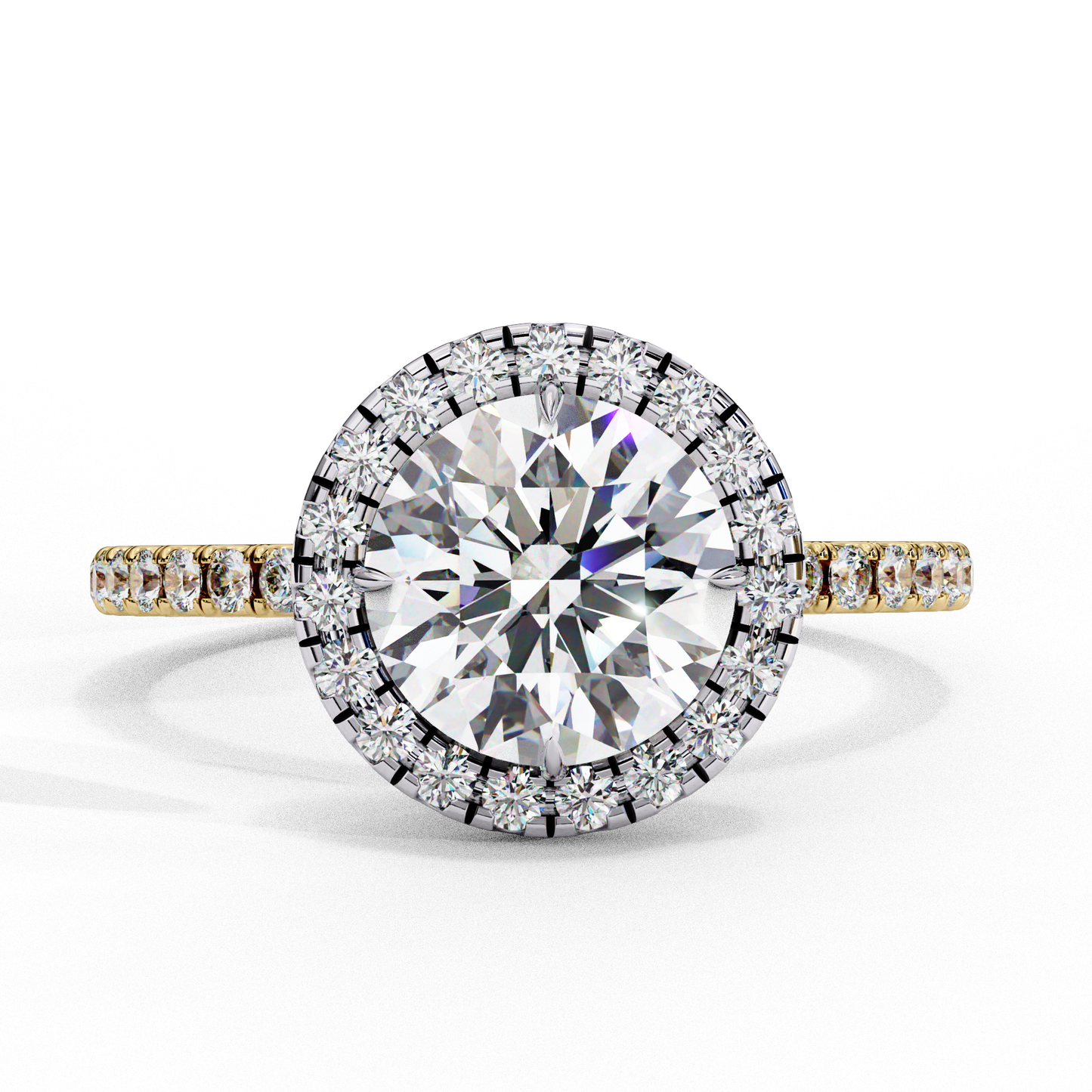 IGI Lab Grown Diamond Round Halo Engagement Ring, Pave Set Lab Grown Diamond Ring for Women, Diamond Substitute Engagement Ring