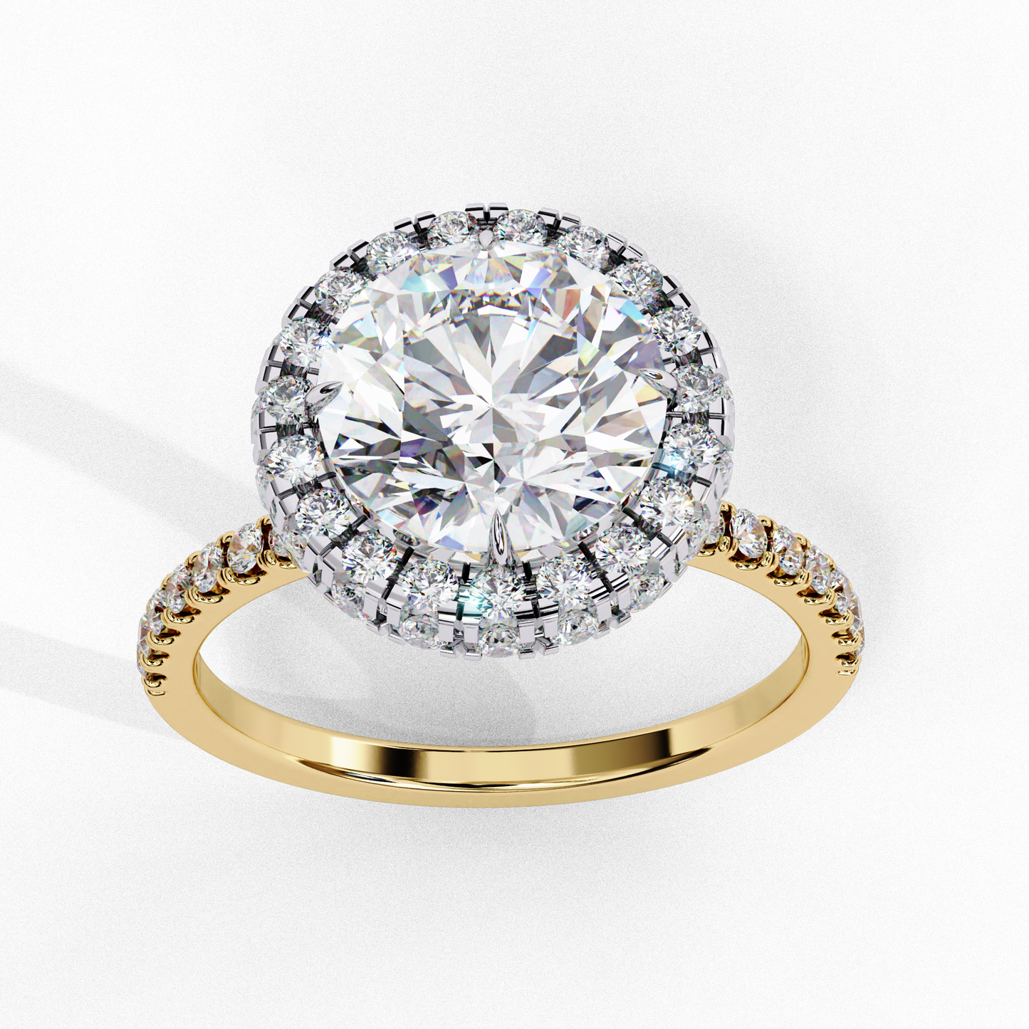 IGI Lab Grown Diamond Round Halo Engagement Ring, Pave Set Lab Grown Diamond Ring for Women, Diamond Substitute Engagement Ring