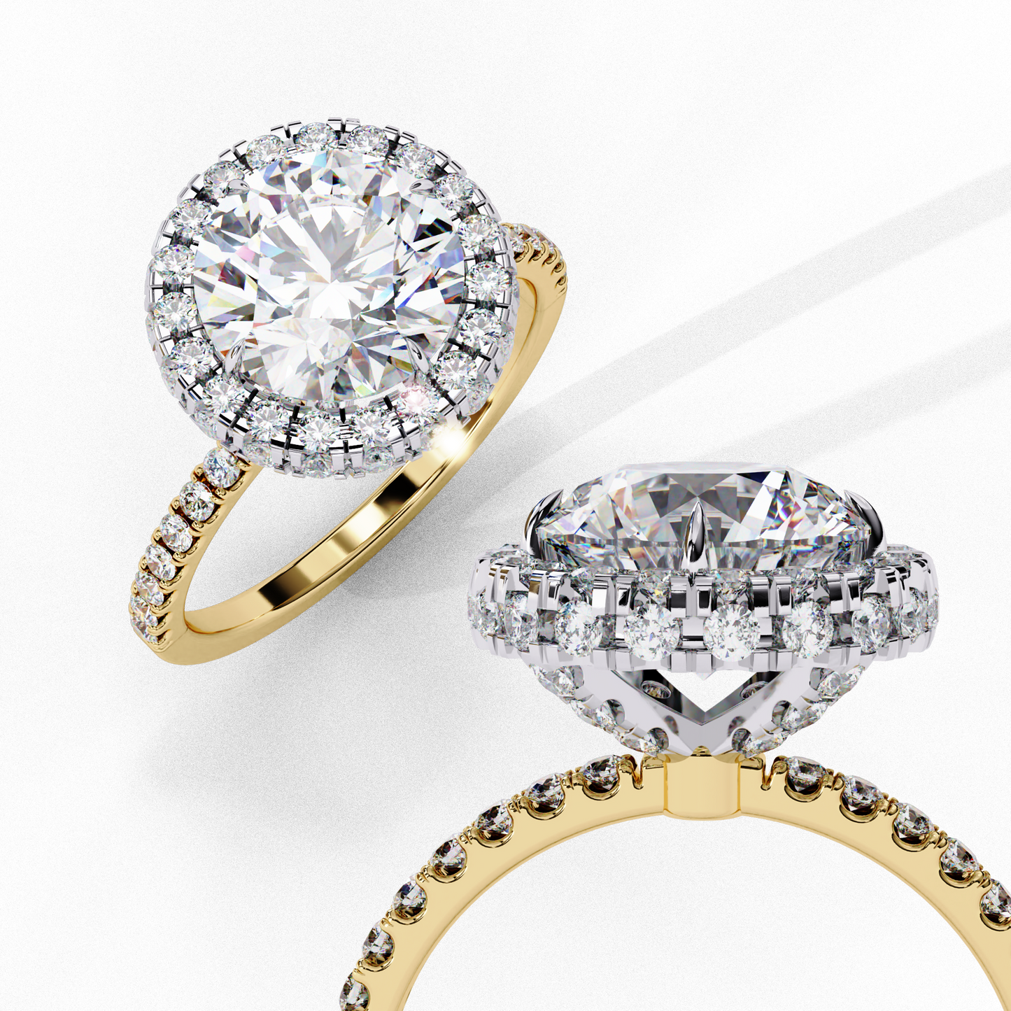 IGI Lab Grown Diamond Round Halo Engagement Ring, Pave Set Lab Grown Diamond Ring for Women, Diamond Substitute Engagement Ring