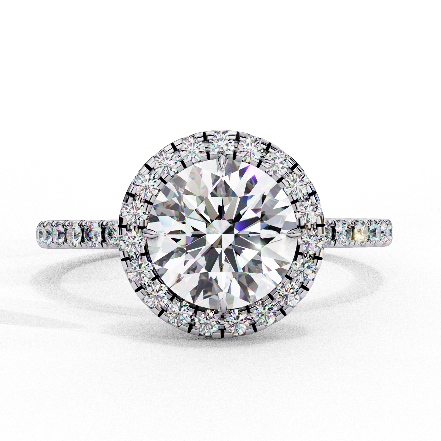 IGI Lab Grown Diamond Round Halo Engagement Ring, Pave Set Lab Grown Diamond Ring for Women, Diamond Substitute Engagement Ring