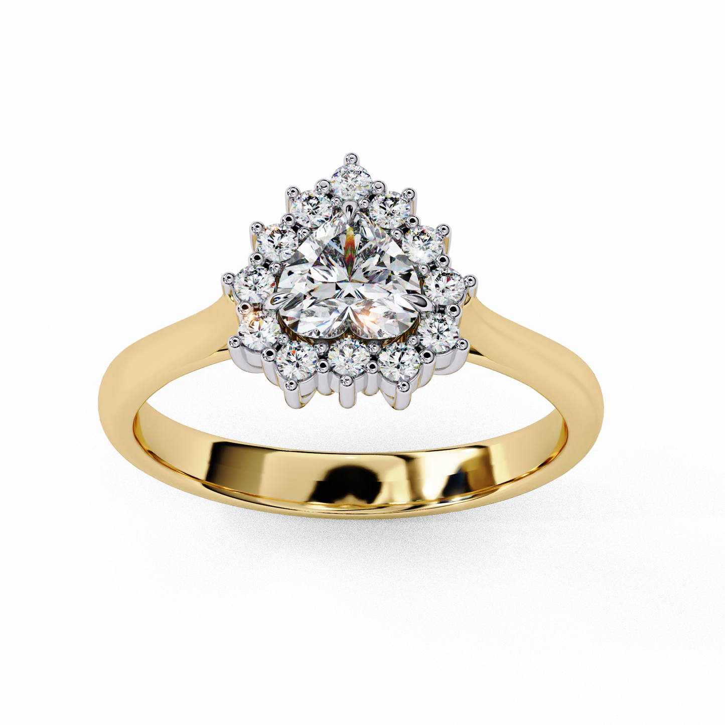 Elegant Pear-Shaped Lab-Grown Diamond Halo Ring, Brilliant Halo Ring with Lab-Grown Diamonds