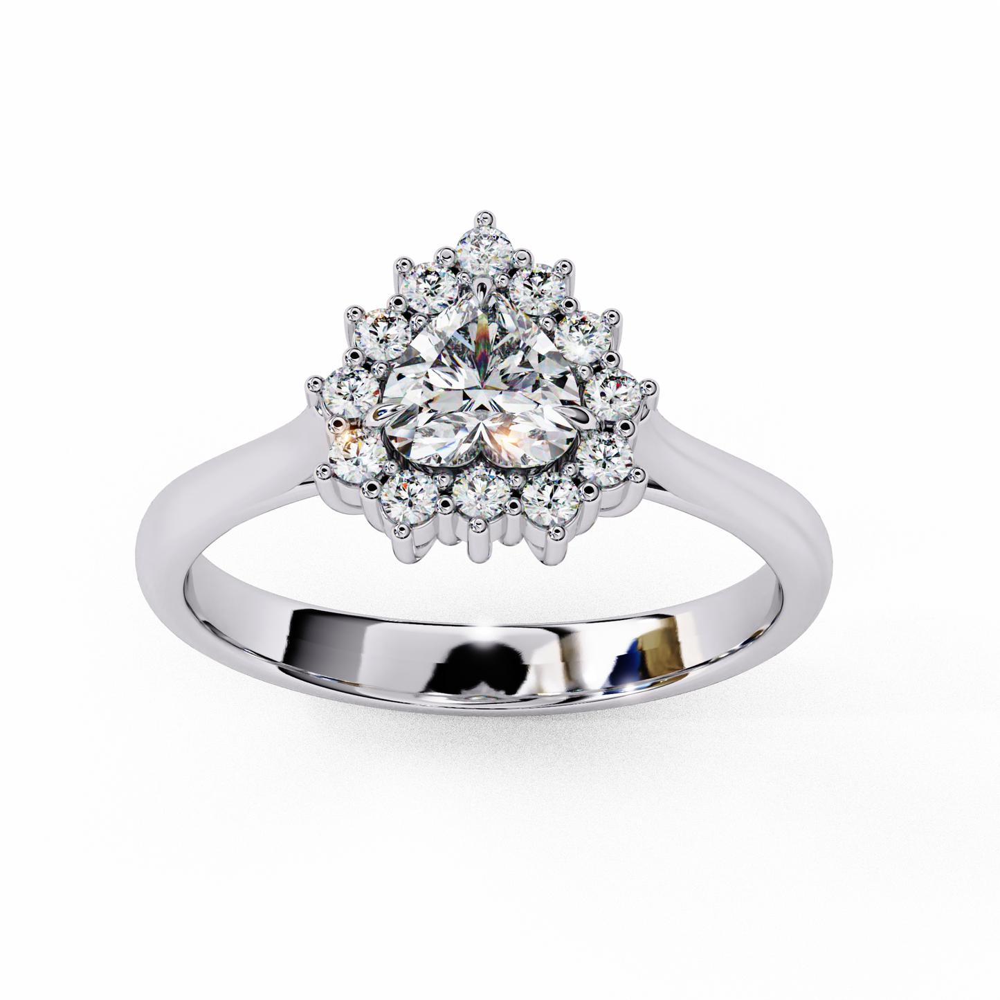 Elegant Pear-Shaped Lab-Grown Diamond Halo Ring, Brilliant Halo Ring with Lab-Grown Diamonds